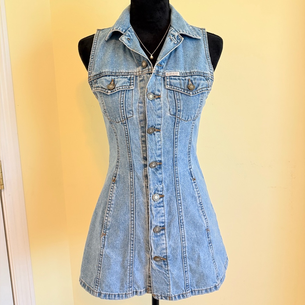 Guess Blue Denim Sleeveless Dress